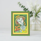 SPREEKTIJD VAAK EN TULIPS, LADY SKELETON Funny Feestdagenkaart (Staand voorkant)