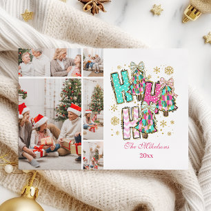Spreekwoordelijke 5 Foto Ho Ho Ho Kerst Familie Feestdagenkaart