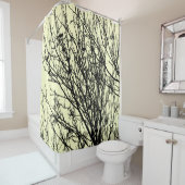 spreeuwen in een boom - Bleek geel #FFFFCC Douchegordijn (In situ)