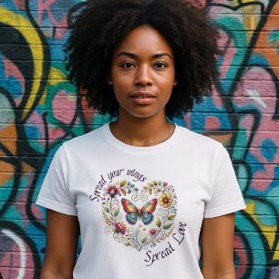 Spreid je Vleugels, Verspreid Liefde - Bloemige Vl T-shirt