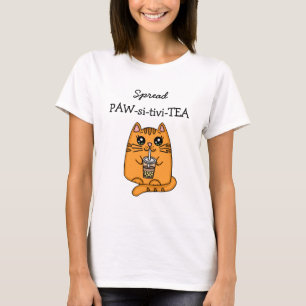 Spreidingspositiviteit   Kawaii Cat en Bubble Tea  T-shirt