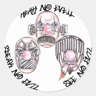 Spreken horen zien geen kwaad ronde sticker