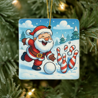 Sprekende Kerstman Bowling Candy Cane Laan Persona Keramisch Ornament