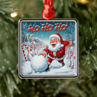 Sprekende Kerstman Bowling Candy Cane Laan Persona Metalen Ornament
