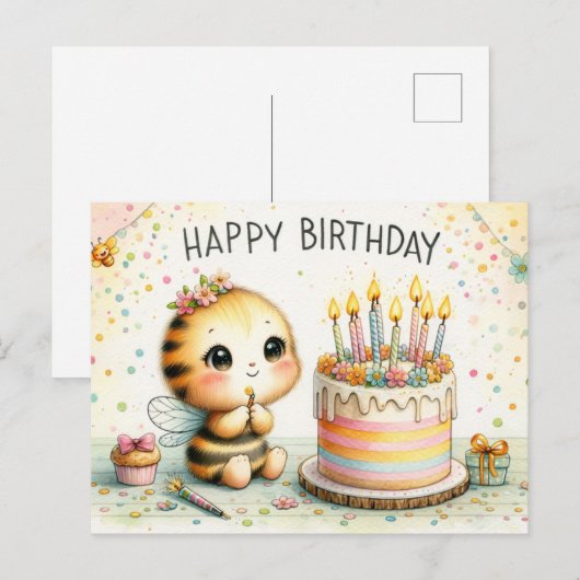 Sprekende verjaardagswensen briefkaart (Voorkant / Achterkant)