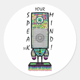 Spreker Uit Je Gedachten Grappige Cycloop Luidspre Ronde Sticker