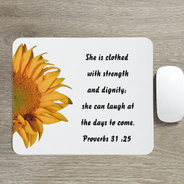 Spreuken 31:25 Bijbelvers Halve Zonnebloem Custom Muismat
