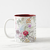 Spreuken 31:25 Bijbelvers Waterverf floraal Tweekleurige Koffiemok (Links)