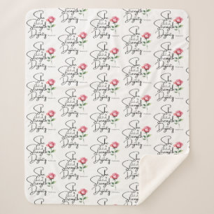 Spreuken 31:25 Bloem Bijbel Verse Naadloos Patroon Sherpa Deken