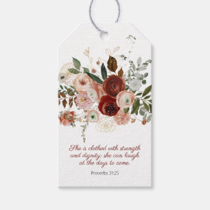 Spreuken 31:25 Elegant Bloemengeschenk Label Cadeaulabel