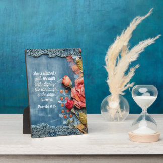 Spreuken 31:25 Plaquette Inspirerende Bijbeltekst Fotoplaat