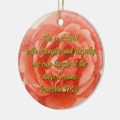 Spreuken 31:25 Rode Roos Custom Christelijk Keramisch Ornament (Links)