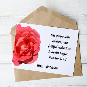 Spreuken 31:26 Dank u, wijze Christelijke vrouw Bedankkaart