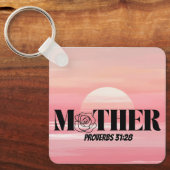 Spreuken 31:28 Moeder Roos Sleutelhanger (Voorkant)