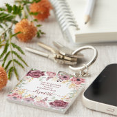 Spreuken 31 Elegante pastel roze bloem geschrift Sleutelhanger (Voorkant Rechts)