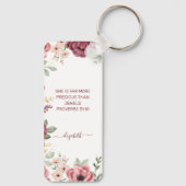Spreuken 31 Elegante pastel roze bloem geschrift Sleutelhanger (Achterkant)