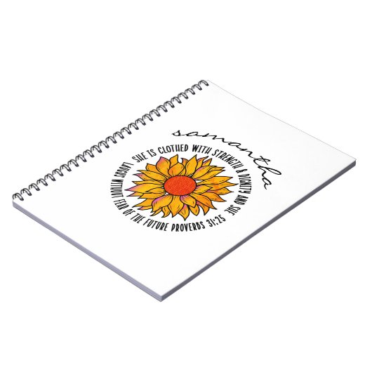 Spreuken 31 Schattigee zonnebloem bijbelvers Notitieboek (Linkerzijde)