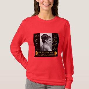 SPREUKEN 31 VROUW ROOD T-SHIRT MET LANGE MOUWEN