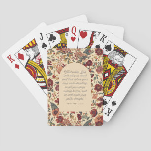 Spreuken 3:5–6 Vertrouw op de Heer Vintage Bloemmo Pokerkaarten