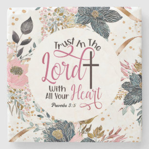 Spreuken 3:5 Vertrouw op het Bijbelvers Stenen Onderzetter