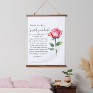 Spreuken 4:23-27 Bewaak uw hart, Schriftbloem Hangend Wandkleed