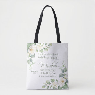 Spreuken 9:10 Eucalyptus Witte Rozen Salie Groen Draagtas
