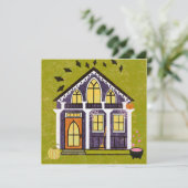 Spreukenheks Betoverde Halloween Cottage Kaart (Staand voorkant)