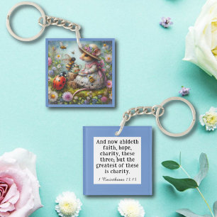 Spreukspreuk 13 Vers Fantasie Muis in Blauw Sleutelhanger