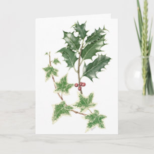 Sprigs Holly et Ivy dans la carte de Noël botaniqu