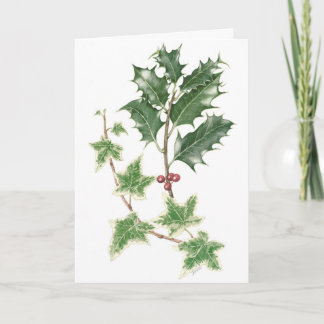 Sprigs Holly et Ivy dans la carte de Noël botaniqu