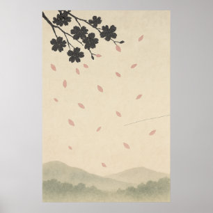 Spring 3, bloemblaadjes in de wind, seizoensgebond poster