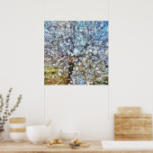 Spring Almond Blossom Pointillism Artwork Poster (Keuken)