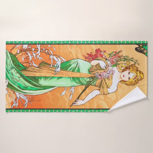 Spring, Alphonse Mucha Badhanddoek (Badhanddoek)