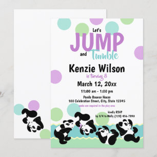 Spring and Tumble Pandas Birthday Party Kaart