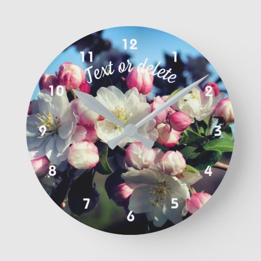Spring Apple Bloesems gepersonaliseerd Ronde Klok (Voorkant)