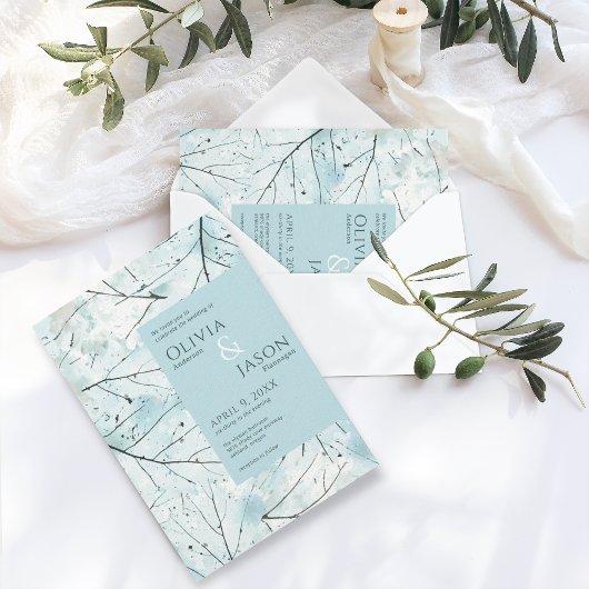 Spring Aqua Turquoise Fleurs Abstraites Invitation