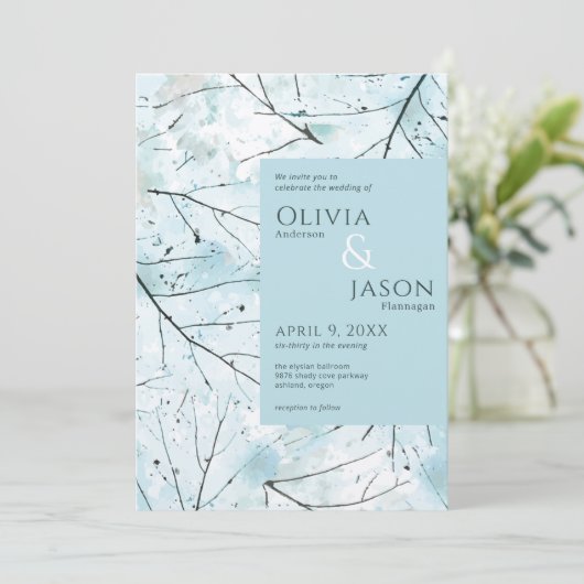 Spring Aqua Turquoise Fleurs Abstraites Invitation (Debout devant)