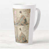 "Spring at Dawn" Japanese Cat in Kimono Art Latte Mok (Rechterhoek)