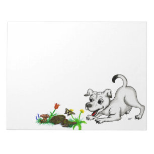 Spring-awake, puppy met vlinder notitieblok