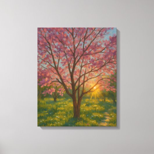 Spring Awakening - Blooming Tree Landscape Canvas Afdruk (Voorkant)