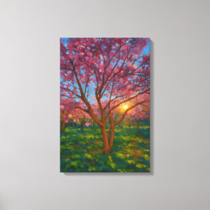 Spring Awakening - Blooming Tree Landscape Canvas Afdruk
