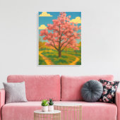 Spring Awakening - Blooming Tree Landscape Canvas Afdruk (Insitu (Woonkamer))