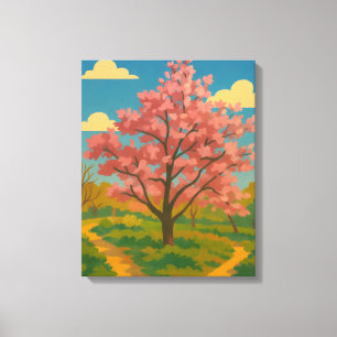 Spring Awakening - Blooming Tree Landscape Canvas Afdruk