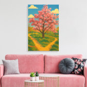 Spring Awakening - Blooming Tree Landscape Canvas Afdruk (Insitu (Woonkamer))