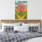 Spring Awakening - Blooming Tree Landscape Canvas Afdruk (Insitu (Slaapkamer))