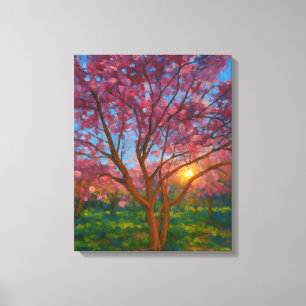 Spring Awakening - Blooming Tree Landscape Canvas Afdruk