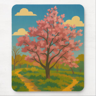 Spring Awakening - Blooming Tree Landscape Muismat