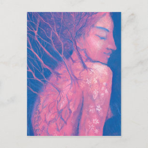 Spring Awakening Dryad Fantasy Girl Magical Forest Briefkaart