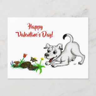 Spring Awakening, Puppy with Flowers and Butterfly Briefkaart