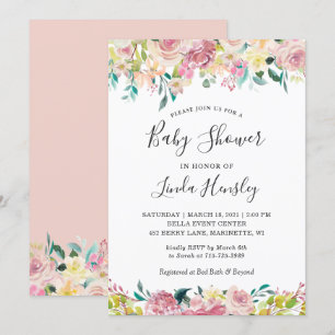 Spring Baby shower Pastel Blush Tuin Bloemen Kaart